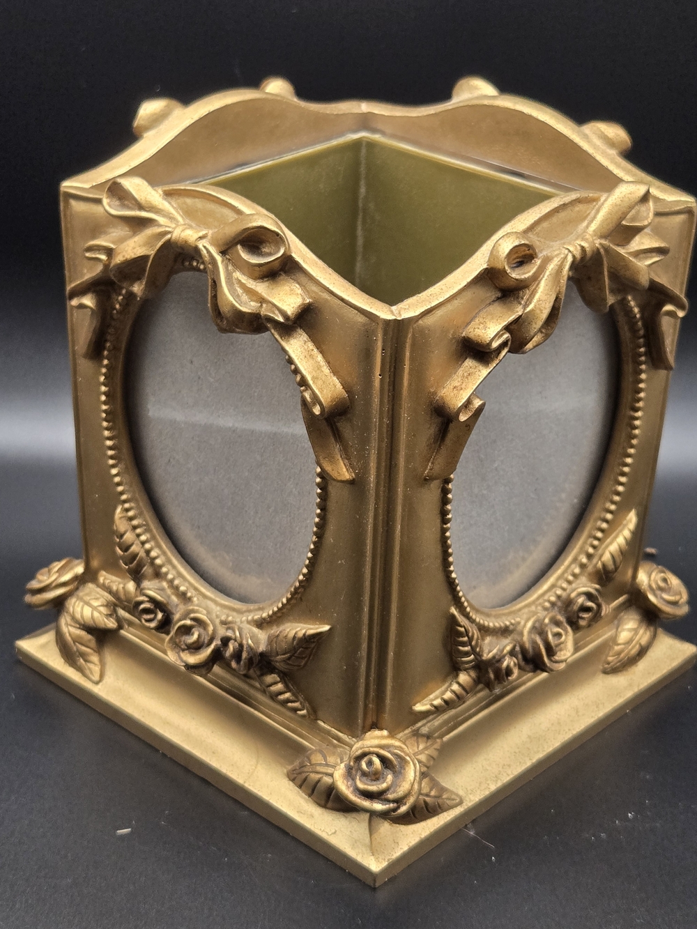 Gold Ornate Cube Picture Frame Holder - Decorative Home Accent